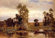Charles-Francois Daubigny Boat on a Pond oil painting reproduction